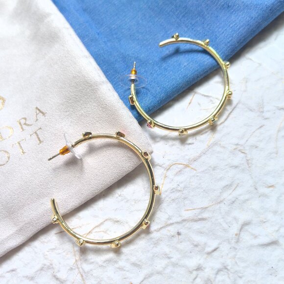 Kendra Scott Haven Heart Multi Color Hoop Earrings in Gold - Picture 3 of 3